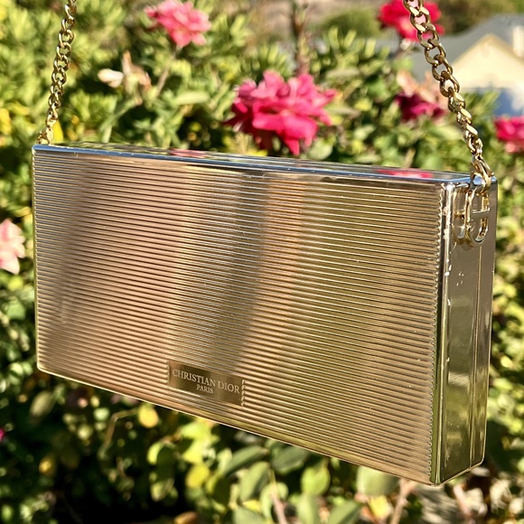 Christian Dior Minaudiere Clutch Gold Metallic Lipstick Collection Case on Chain - Picture 2 of 10